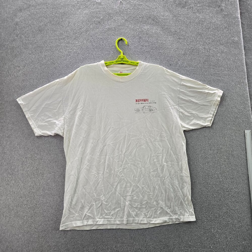 Ferrari Men Shirt XL White Car Graphic 250 GTE Italia Short Sleeve Logo